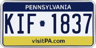 PA license plate KIF1837
