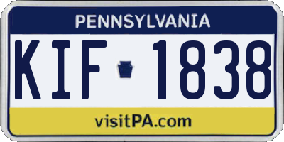 PA license plate KIF1838