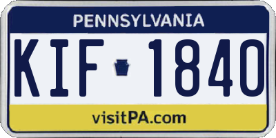 PA license plate KIF1840