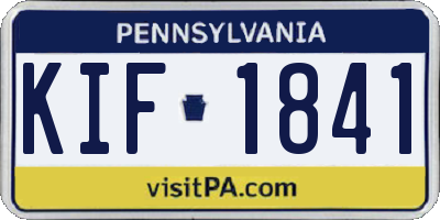 PA license plate KIF1841