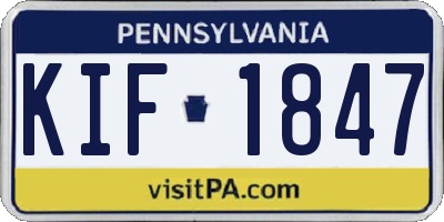 PA license plate KIF1847