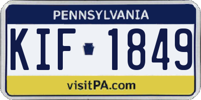 PA license plate KIF1849