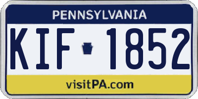 PA license plate KIF1852