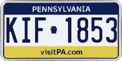 PA license plate KIF1853