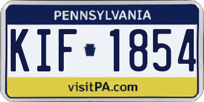 PA license plate KIF1854