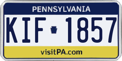PA license plate KIF1857