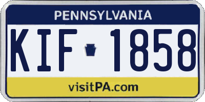 PA license plate KIF1858