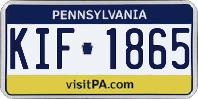 PA license plate KIF1865