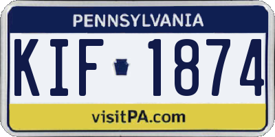 PA license plate KIF1874
