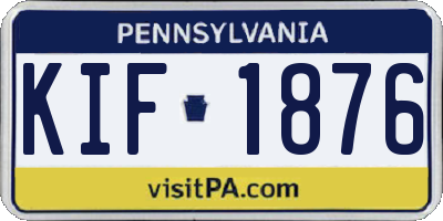 PA license plate KIF1876