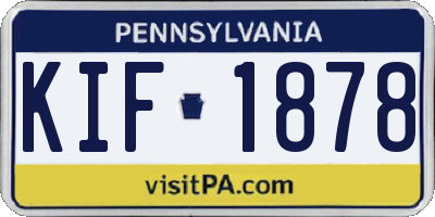 PA license plate KIF1878