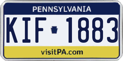 PA license plate KIF1883