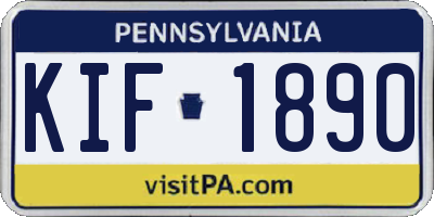 PA license plate KIF1890