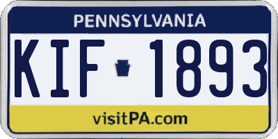 PA license plate KIF1893