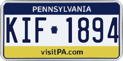 PA license plate KIF1894