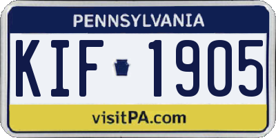 PA license plate KIF1905