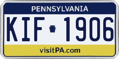 PA license plate KIF1906
