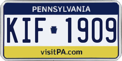 PA license plate KIF1909