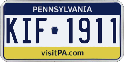 PA license plate KIF1911