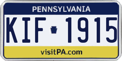 PA license plate KIF1915