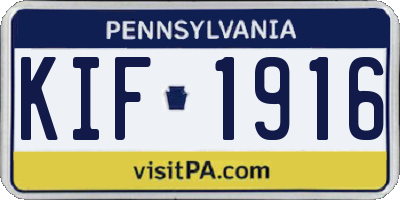 PA license plate KIF1916