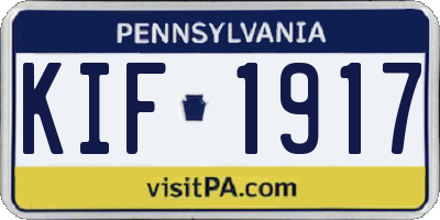 PA license plate KIF1917