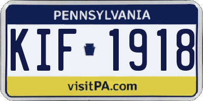 PA license plate KIF1918