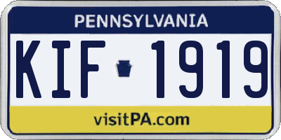 PA license plate KIF1919