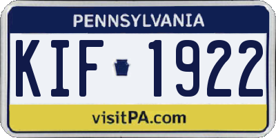 PA license plate KIF1922