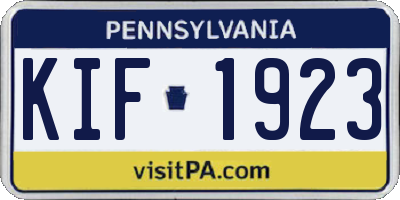 PA license plate KIF1923
