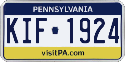 PA license plate KIF1924