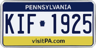 PA license plate KIF1925