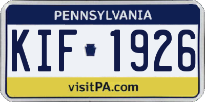 PA license plate KIF1926