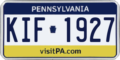 PA license plate KIF1927