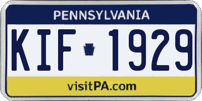 PA license plate KIF1929