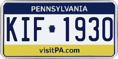 PA license plate KIF1930