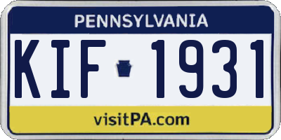 PA license plate KIF1931