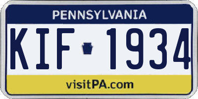 PA license plate KIF1934