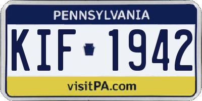 PA license plate KIF1942