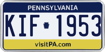 PA license plate KIF1953