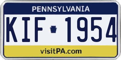 PA license plate KIF1954