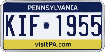 PA license plate KIF1955