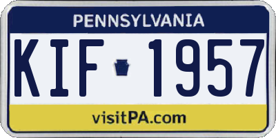 PA license plate KIF1957