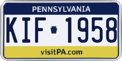 PA license plate KIF1958