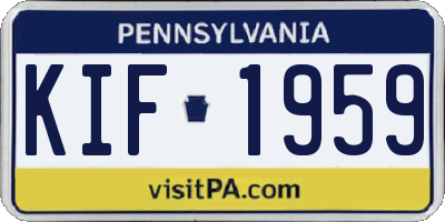 PA license plate KIF1959