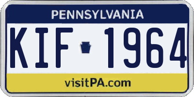 PA license plate KIF1964