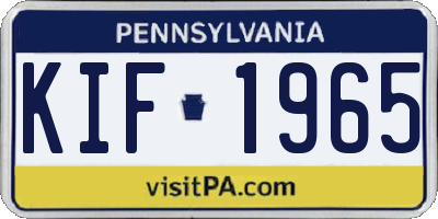 PA license plate KIF1965