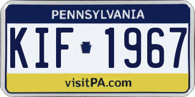 PA license plate KIF1967