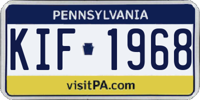 PA license plate KIF1968
