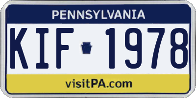 PA license plate KIF1978